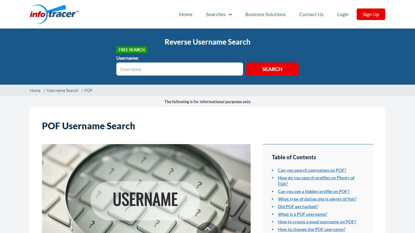 POF Username Search Hack - InfoTracer